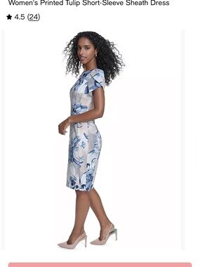 Calvin Klein Cream Midi Dress with Blue Floral Print